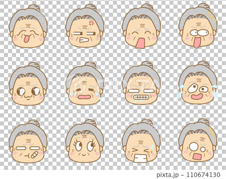 Emoticon icon with various expressions: Grandma 8 110674130