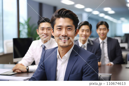 会議室で話をするビジネスマン 110674613