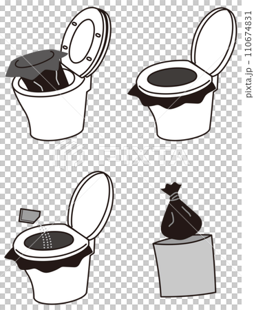 トイレ凝固剤の使用手順　防災用品 110674831