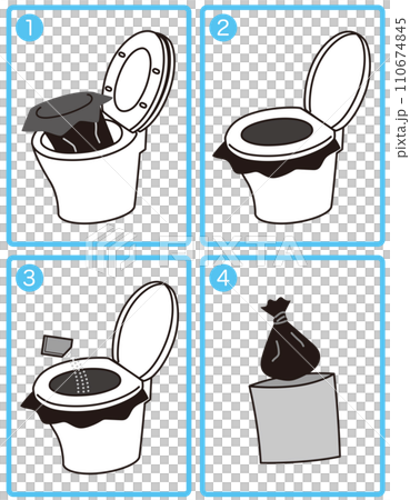 トイレ凝固剤の使用手順　防災用品 110674845