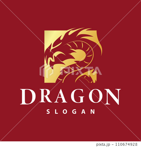 Dragon logo simple design animal legend dragon silhouette illustration template Dragon logo simple design animal legend dragon silhouette illustration template 110674928