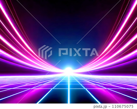 カーブしたカラフルな光の線【AI生成画像】 カーブしたカラフルな光の線【AI生成画像】 110675075