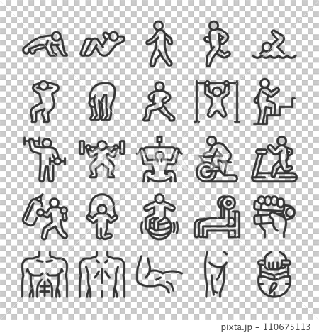 筋肉トレーニング フィットネス アイコン セット 筋肉トレーニング フィットネス アイコン セット 110675113