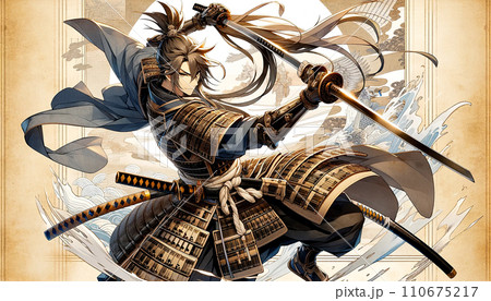 日本の武士一刀流のイラスト | AI生成画像 110675217