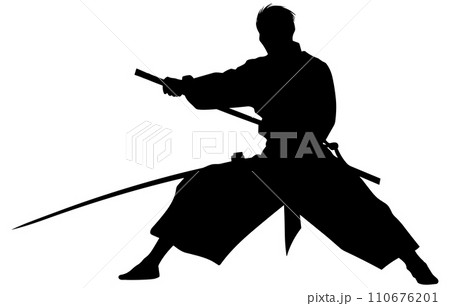 Karate fighter in kimono,aikido vector silhouette, Well known martial arts,Martial exercise 110676201