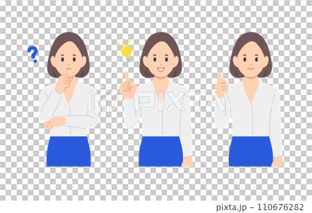 一組提出問題、啟發、善良的商務人士女性【人物矢量圖素材】 一組提出問題、啟發、善良的商務人士女性【人物矢量圖素材】 110676282