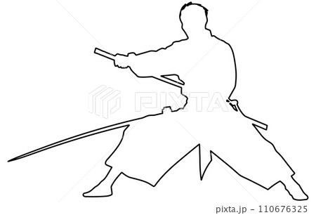 Karate fighter in kimono,aikido vector outline, Well known martial arts,Martial exercise 110676325