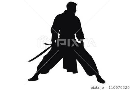 Karate fighter in kimono,aikido vector silhouette, Well known martial arts,Martial exercise Karate fighter in kimono,aikido vector silhouette, Well known martial arts,Martial exercise 110676326