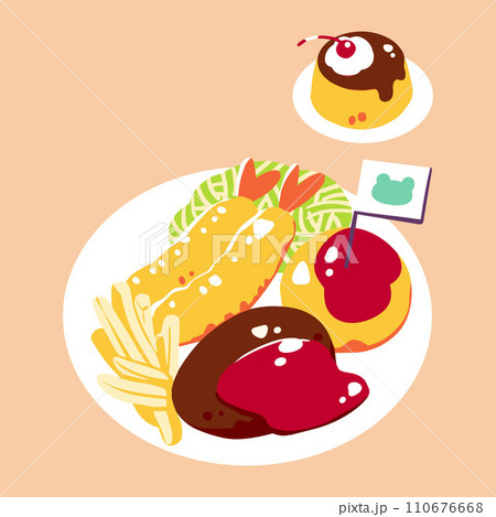 主線なしのお子様ランチのイラスト 110676668