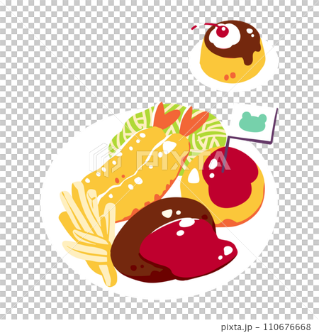 主線なしのお子様ランチのイラスト 110676668