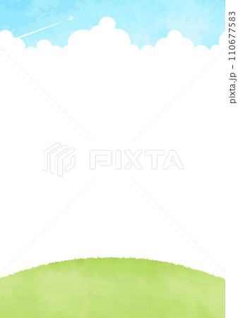 爽やかな青空と丘の風景イラスト 爽やかな青空と丘の風景イラスト 110677583