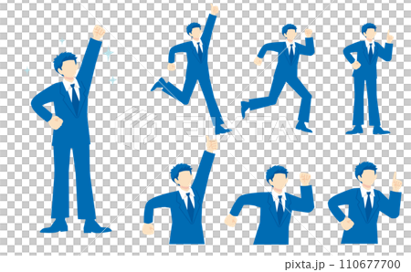 Illustration set of men in dark blue suits 110677700