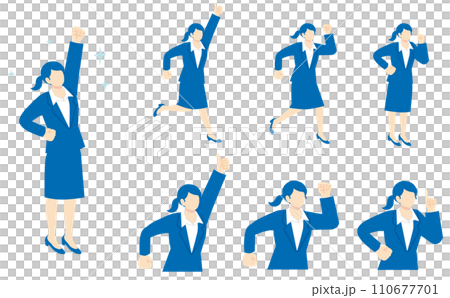Illustration set of women in dark blue suits 110677701