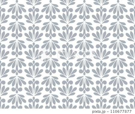 Flower geometric pattern. Seamless vector background. White and gray ornament. Ornament for fabric, wallpaper, packaging. Decorative print. 110677877
