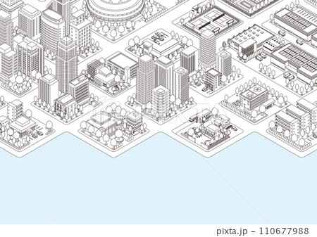 街並みの立体図. 都市の景観. 110677988