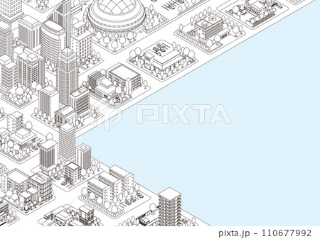 街並みの立体図. 都市の景観. 110677992