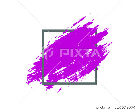 Abstract purple brush stroke with frame. Pink paint splash with square border. Creative background for trendy design vector illustration. 110678074
