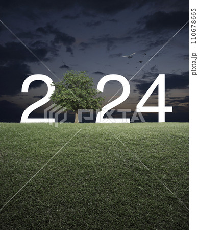 Happy new year 2024 ecological cover concept 110678665