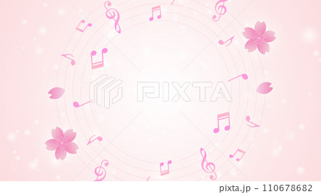 桜と音符のイラスト　中央から回転バージョン 110678682
