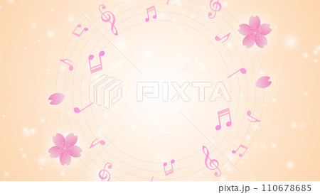 桜と音符のイラスト　中央から回転バージョン 110678685