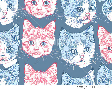 アーティスティックな猫のイラストパターン 110678997
