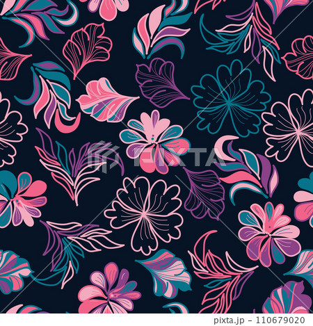 Floral seamless pattern. Vector illustration. Design for banner, poster, card, invitation and scrapbook. Floral seamless pattern. Vector illustration. Design for banner, poster, card, invitation and scrapbook. 110679020