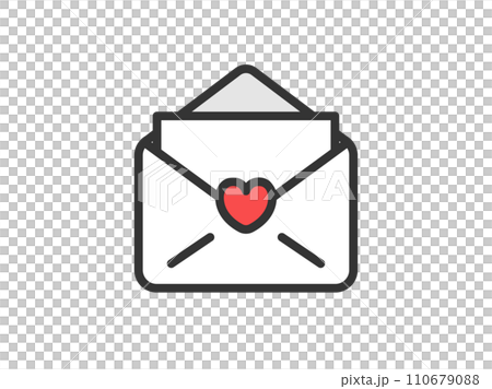 Illustration of an opened love letter icon (line drawing color) Illustration of an opened love letter icon (line drawing color) 110679088