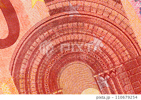 Ten Euro banknote fragment closeup Ten Euro banknote fragment closeup 110679254