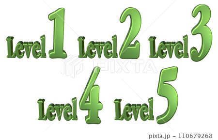 3DCG文字［Level1/Level2/Level3/Level4/Level5］グリーン,緑 110679268
