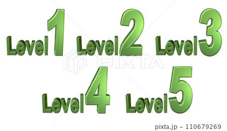 3DCG文字［Level1/Level2/Level3/Level4/Level5］グリーン,緑 110679269