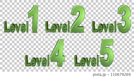 3DCG文字［Level1/Level2/Level3/Level4/Level5］グリーン,緑 110679269