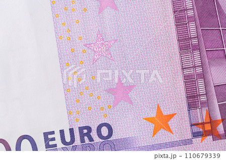 Fragment of a five hundred euro banknote. High resolution photo. Fragment of a five hundred euro banknote. High resolution photo. 110679339