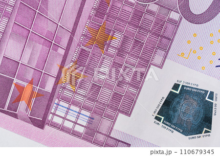 Fragment of a five hundred euro banknote. High resolution photo. Fragment of a five hundred euro banknote. High resolution photo. 110679345