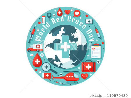 World Red Cross Day Vector Illustration on May 8 to Medical Health and Providing Blood in Healthcare Flat Cartoon Background Design 110679489