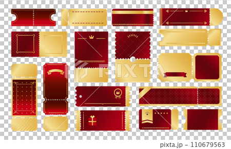 Luxury coupon design set _ Vector material gold red copy space margin blank Luxury coupon design set _ Vector material gold red copy space margin blank 110679563