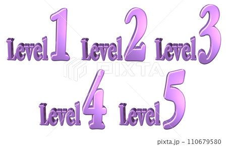 3DCG文字［Level1/Level2/Level3/Level4/Level5］パープル,紫 110679580