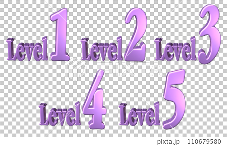 3DCG文字［Level1/Level2/Level3/Level4/Level5］パープル,紫 110679580