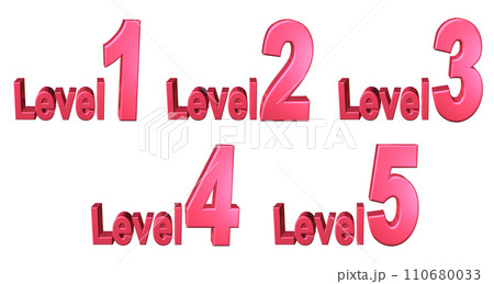 3DCG文字［Level1/Level2/Level3/Level4/Level5］レッド,赤 110680033