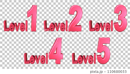 3DCG文字［Level1/Level2/Level3/Level4/Level5］レッド,赤 110680033