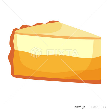 Slice of classic New York cheesecake, no topping, isolated on white. Simple and delicious dessert vector illustration. Slice of classic New York cheesecake, no topping, isolated on white. Simple and delicious dessert vector illustration. 110680055