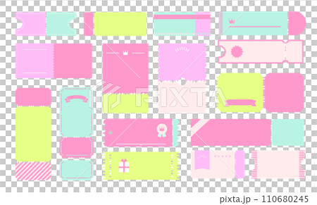 クーポン デザイン セット _ ベクター 素材 ネオンカラー コピースペース 余白 空白	 110680245