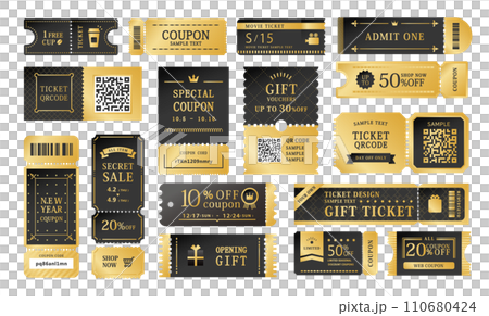 豪華優惠券設計套裝_向量素材金黑 110680424