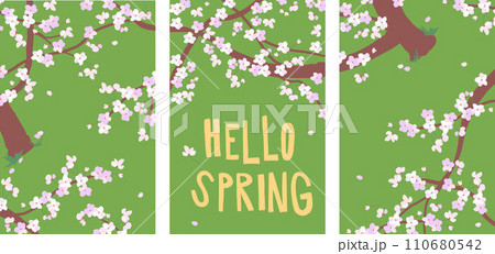 greeting card with blooming trees greeting card with blooming trees 110680542