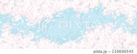 ふわふわした桜と青空 110680545