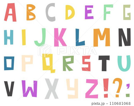 English alphabet random cut out letters 110681068