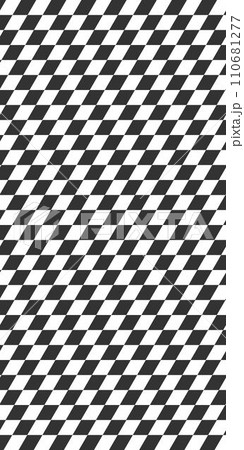 Vertical race flag texture. Tilted checkered black and white squares background. Rally sport car competition, motosport, motocrosss print. Slanted chequered tile floor Vertical race flag texture. Tilted checkered black and white squares background. Rally sport car competition, motosport, motocrosss print. Slanted chequered tile floor 110681277