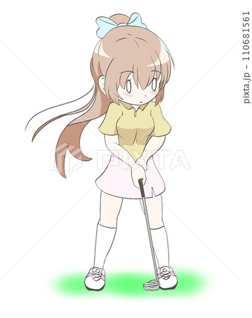 ゴルフをする女の子(パター2) ゴルフをする女の子(パター2) 110681561