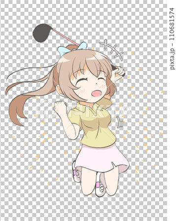 ゴルフをする女の子（喜び） 110681574