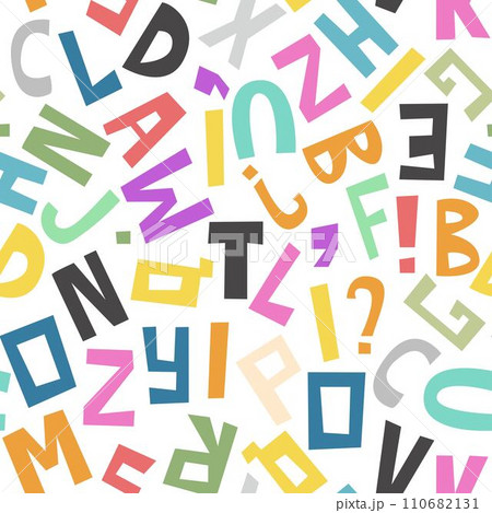 English alphabet random cut out letters seamless pattern 110682131