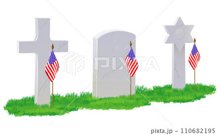 decorated graves on Memorial Day 110682195